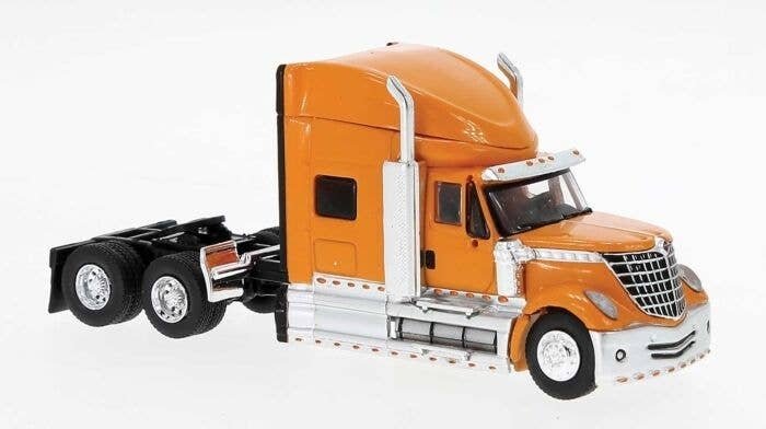 2010 International Lonestar Sleeper-Cab Semi Tractor - Assembled -- Orange, HO, Brekina Automodelle 85830