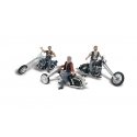Bad Boy Bikers - Assembled - AutoScenes(R) -- 3 Figures & 3 Motorcycles, N, Woodland Scenics 5344