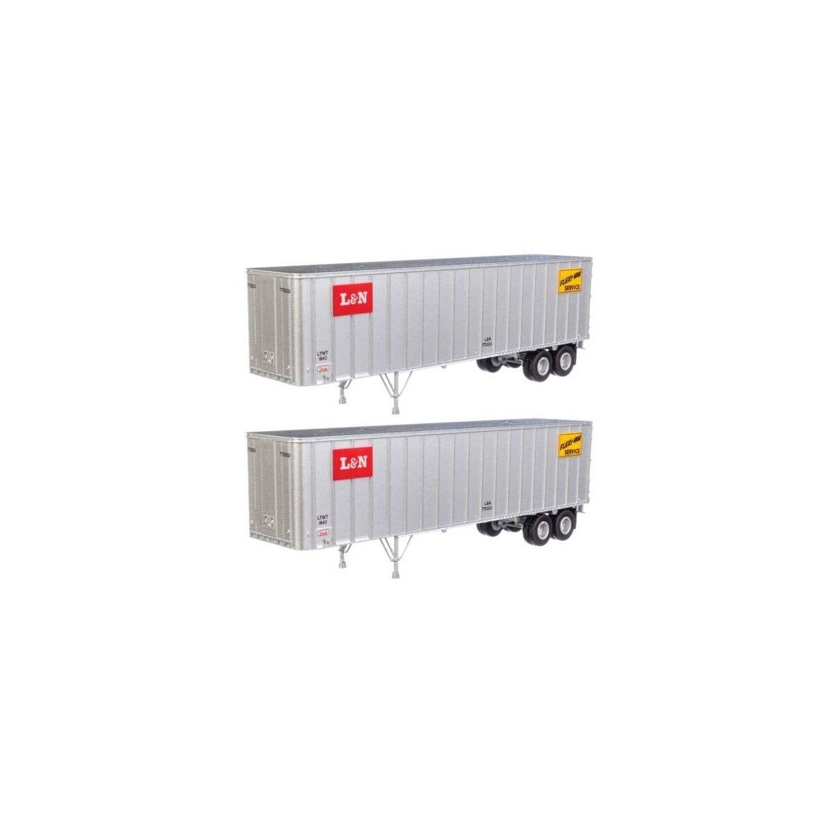 Flexi-Van 40′ Trailer 2-Pack - Assembled -- Louisville & Nashville (Logo, Flexi-Van Placards, HO, Walthers SceneMaster 2602