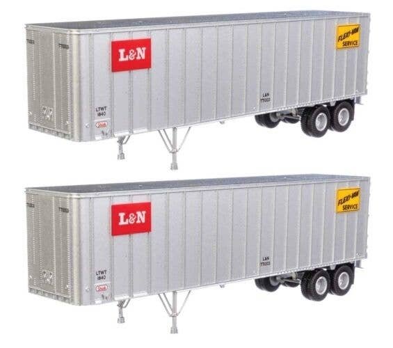 Flexi-Van 40′ Trailer 2-Pack - Assembled -- Louisville & Nashville (Logo, Flexi-Van Placards, HO, Walthers SceneMaster 2602