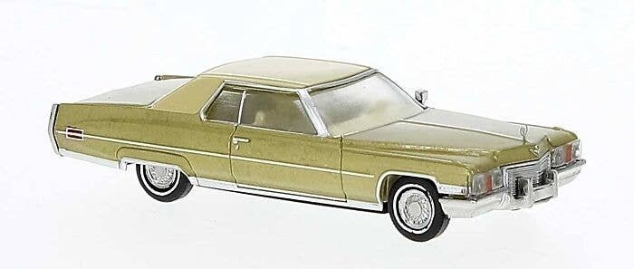 1972 Cadillac Coupe de Ville - Assembled -- Gold, Ivory, HO, Brekina Automodelle 18126