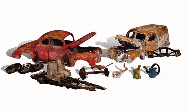 AutoScenes(R) - Assembled -- Junk Cars pkg(2), HO, Woodland Scenics 5563