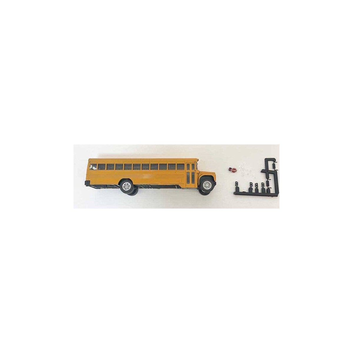 School - Transport Bus - Kit -- Yellow w/Modeler-Applied Lights/Stop Sign, HO, Herpa Models 6617
