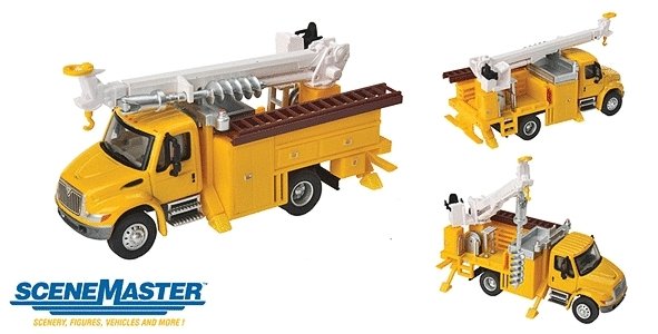 International(R) 4300 Utility Truck w/Drill - Assembled -- Yellow, HO, Walthers SceneMaster 11732