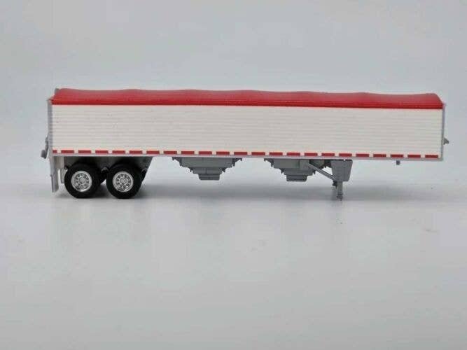 39′ Covered Grain Trailer - Assembled -- White with Red Tarp, HO, HO Logistics Replicas 468