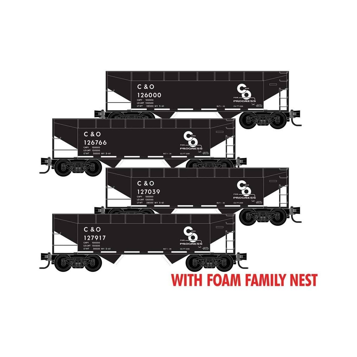 33′ 2-Bay Offset-Side Hopper 4-Pack - Ready to Run - Foam Nest