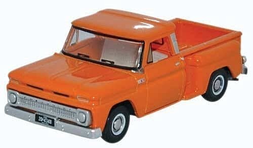 1965 Chevrolet Stepside Pickup - Assembled -- Orange, HO, Oxford Diecast 87CP65002