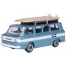 1961 Chevrolet Corvair Greenbrier Passenger Van - Assembled -- Tampico Turquoise, Cameo White, HO, Oxford Diecast 87CG61001