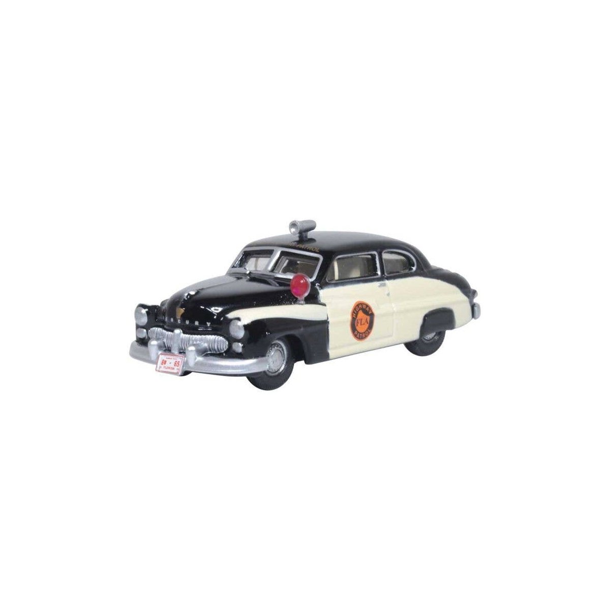 1949 Mercury Eight Coupe - Assembled -- Florida Highway Patrol (black, cream, orange), HO, Oxford Diecast 87ME49010