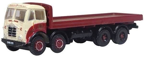 Foden FG 8 Wheel Flatbed Platform Truck - Assembled -- Robsons Of Carlisle (red, cream), N, Oxford Diecast NFG013