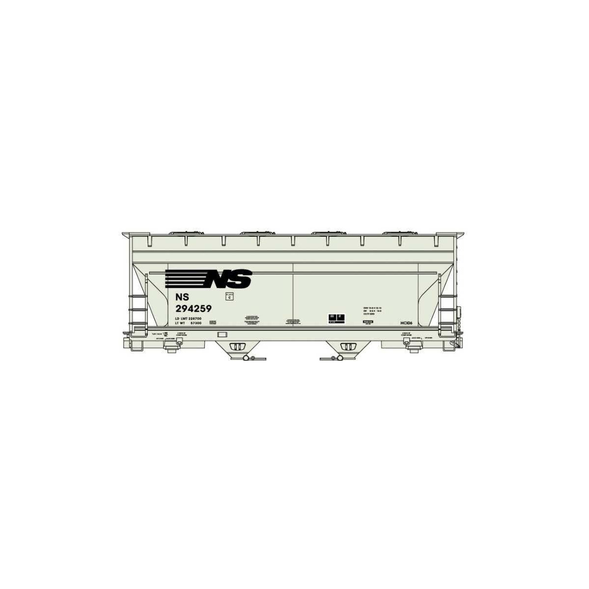 ACF 2-Bay Covered Hopper - Kit -- Norfolk Southern (gray, black)