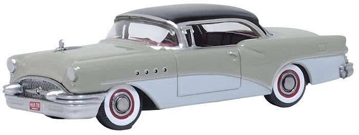 1955 Buick Century - Assembled -- Carlsbad Black, Windsor Grey, Dover White, HO, Oxford Diecast 87BC55007