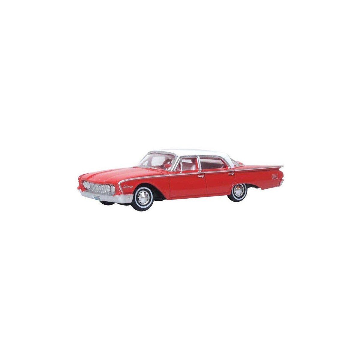 1960 Ford Fairlane 500 Town Sedan - Assembled -- Monte Carlo Red, Corinthian White, HO, Oxford Diecast 87FF60001