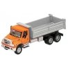 International(R) 7600 3-Axle Heavy-Duty Dump Truck - Assembled -- Orange Cab, Silver Dump B, HO, Walthers SceneMaster 11661