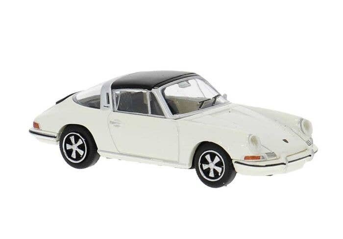 1963 Porsche 911E Targa Coupe - Assembled -- White, Black, HO, Brekina Automodelle 16271