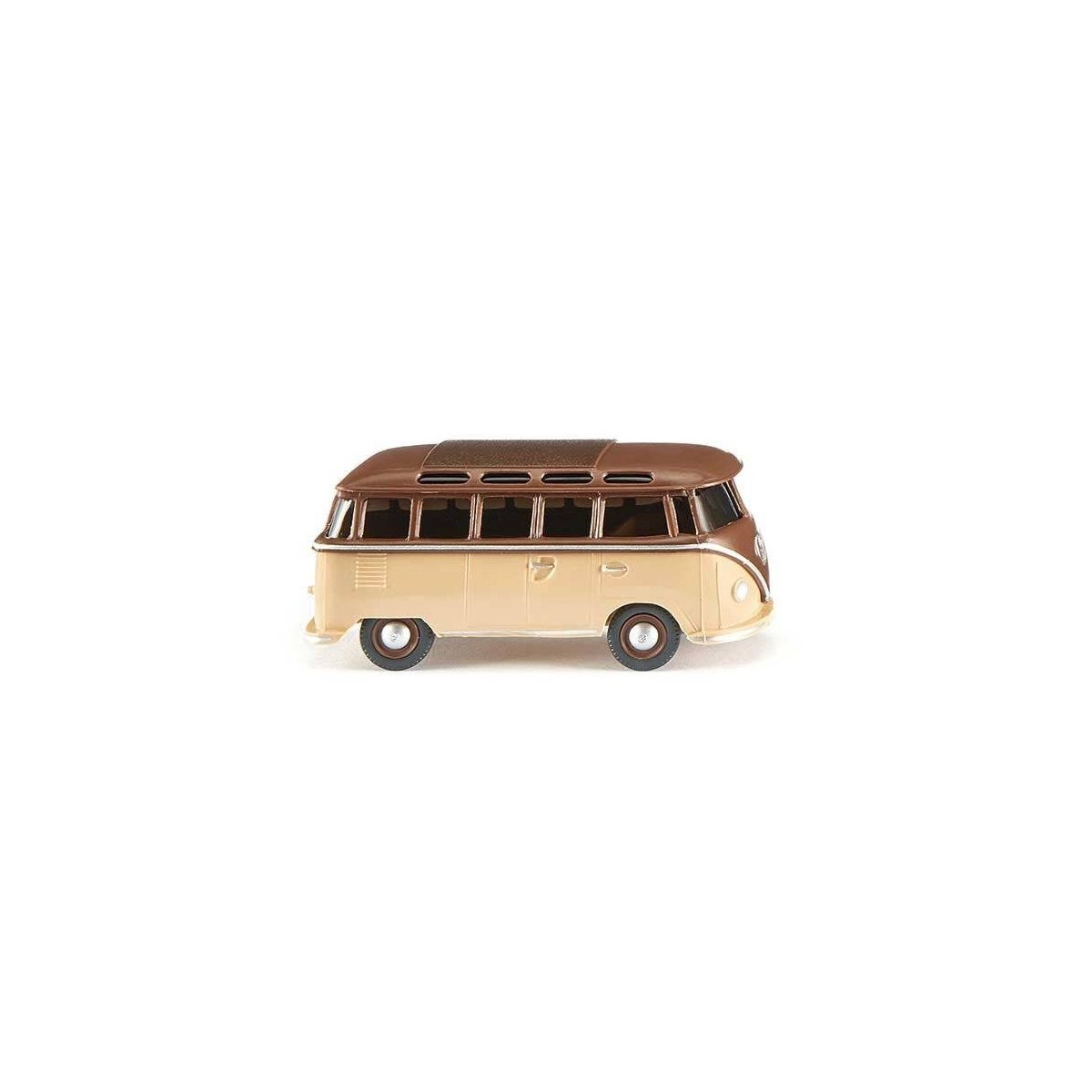 1963 Volkswagen T1 Samba Passenger Van with Skylights - Assembled -- Brown, Beige, HO, Wiking 31705