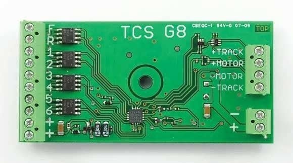 G8 8-Function DCC Decoder -- Hardware with Screw Connection - 3.01 x 1.51 x .51′ 76.5 x 37 , G, Train Control Systems 1303