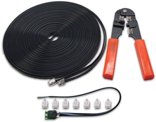 LocoNet Cable Maker Kit -- 50′ Loconet Cable, Crimper Tool, LT1 Tester, 20 RJ12 Plugs, All Scales, Digitrax LNCMK