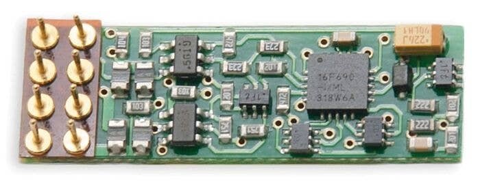 DN146IP Series 6 Control Decoder for N & HO -- 8-Pin Integrated Plug 1.158 x .386 x .115′, All Scales, Digitrax DN146IP