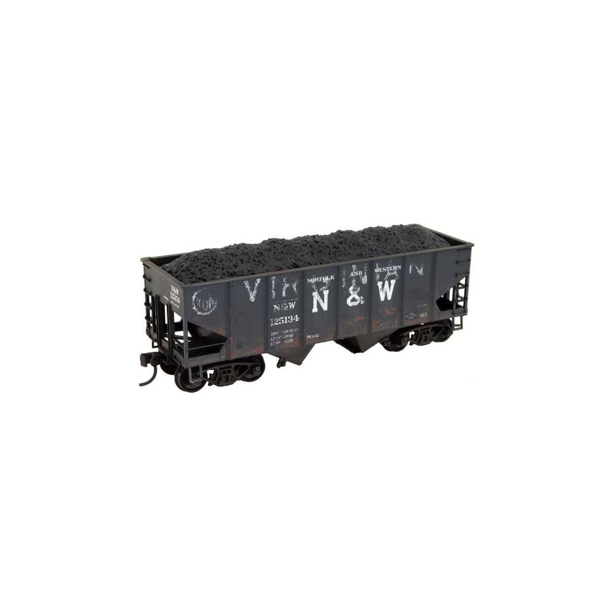 USRA 55-Ton 2-Bay Open Hopper - Kit -- Norfolk & Western 125134 (Heavily Weathered, ex-VGN, black)