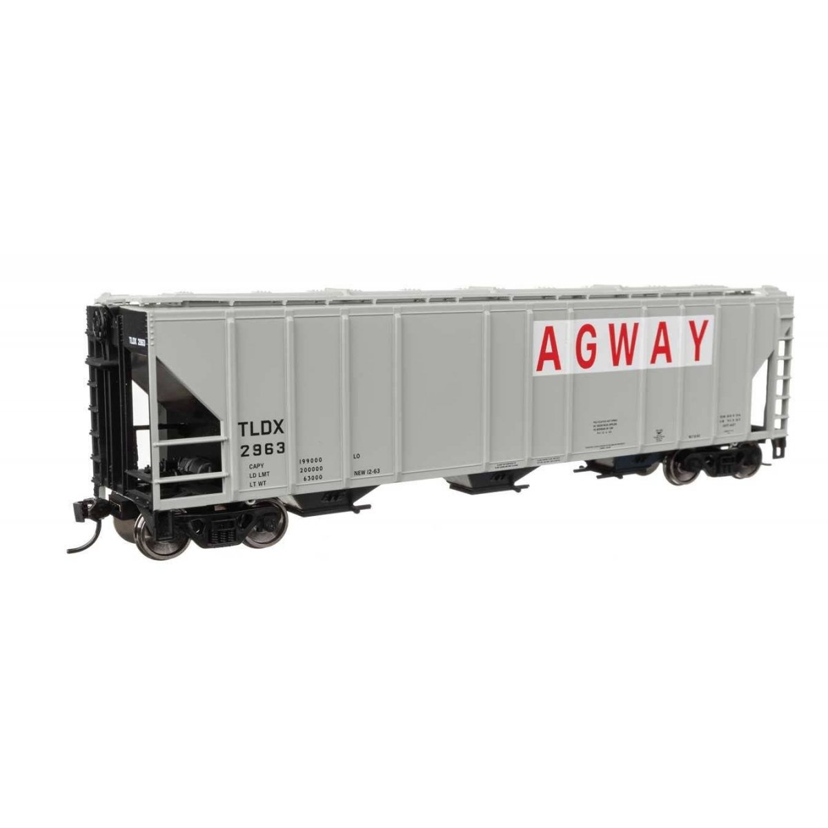 50′ Pullman-Standard PS2-CD 4427 3-Bay Covered Hopper - Ready to Run -- Agway TLDX 2963
