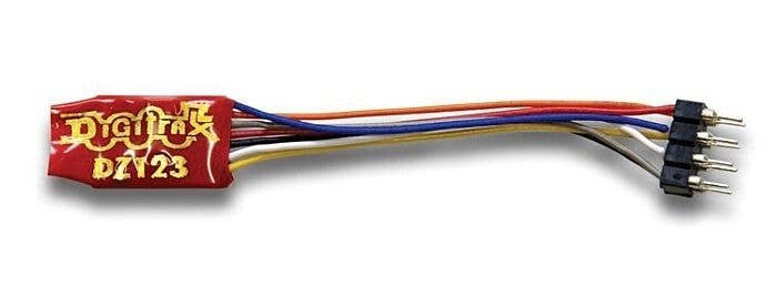 Mobile DCC Decoders -- 1.0 Amp, No Back EMF, 2-Function with Medium DCC Plug on Short Harness, All Scales, Digitrax DZ123PS