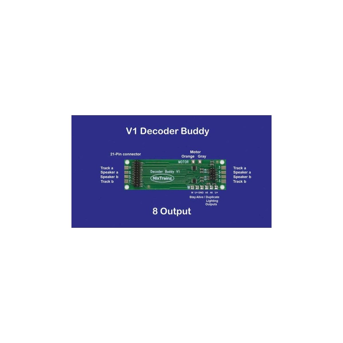 Decoder Buddy V1 - Locomotive Motherboard with 21-Pin Decoder Socket -- With 1.0K-Ohm Resistor, All Scales, Nix Trains NTZ4