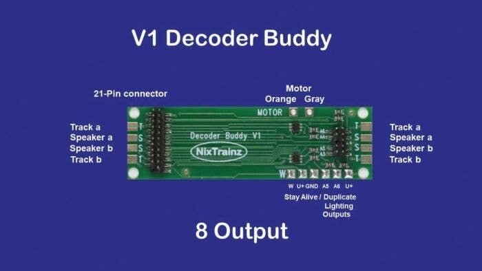 Decoder Buddy V1 - Locomotive Motherboard with 21-Pin Decoder Socket -- With 1.0K-Ohm Resistor, All Scales, Nix Trains NTZ4