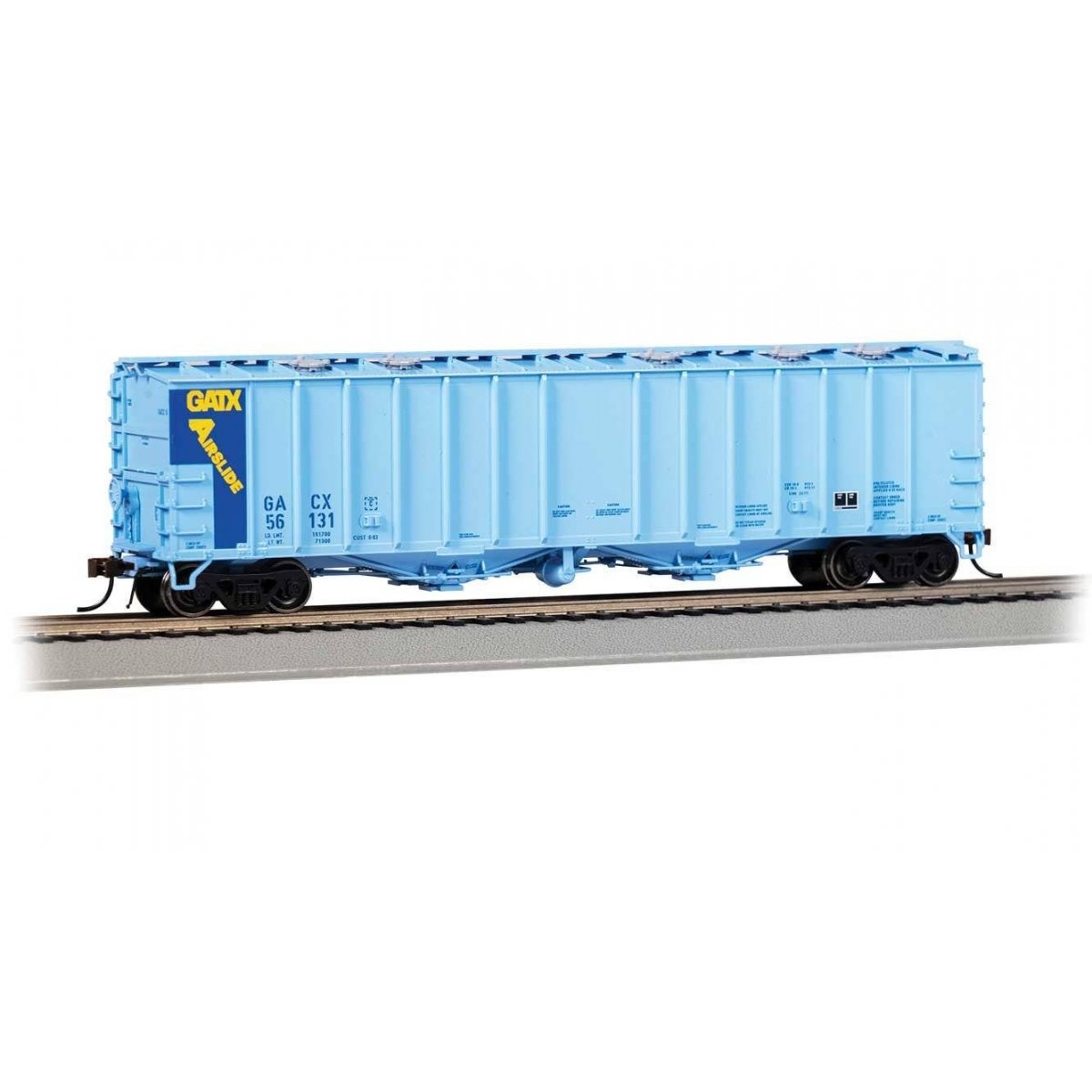 GATX 4180 Airslide Covered Hopper - Ready to Run -- GATX 56131 (2-Tone Blue, yellow)