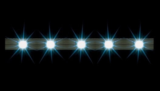 LED Spotlight Bar (white) pkg(2) -- 12-16V AC/DC 1/8 x 7-1/8′ .2 x 18cm, All Scales, Faller Gmbh 180648