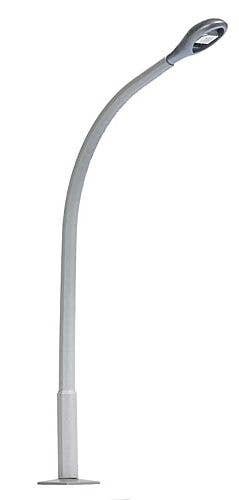 Street Lamp with Curved Concrete Mast, Teardrop Lamp -- White LED, 3′ 7.7cm, HO, Busch Gmbh & Co Kg 4126