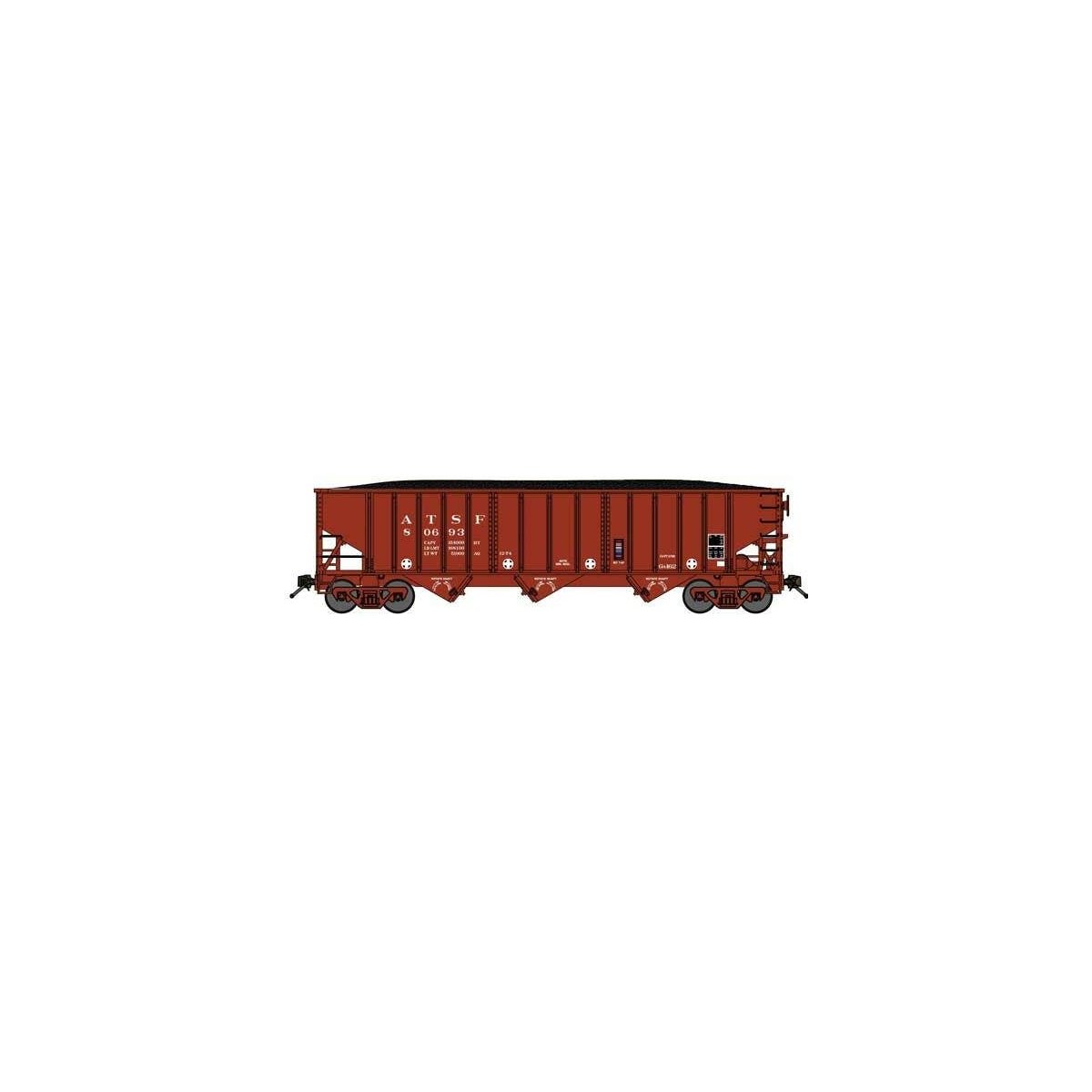 70-Ton 3-Bay 14-Panel Hopper w/Load - Ready to Run -- Santa Fe 80725 (Post-1974, Ga-162, Boxcar Red, white)