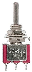 Miniature Toggle Switches -- SPDT 5Amp 120V Center Off pkg(4), All Scales, Miniatronics Corp. 3623004
