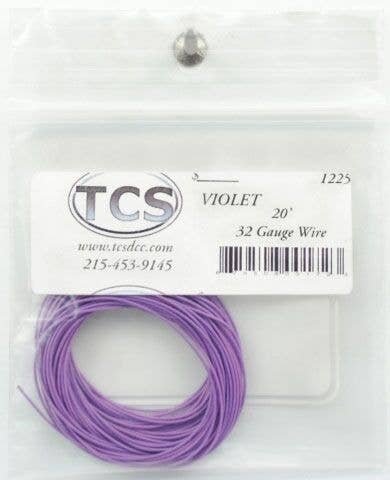 32-Gauge Wire - 20′ 6.1m Roll -- Violet (Purple), All Scales, Train Control Systems 1225
