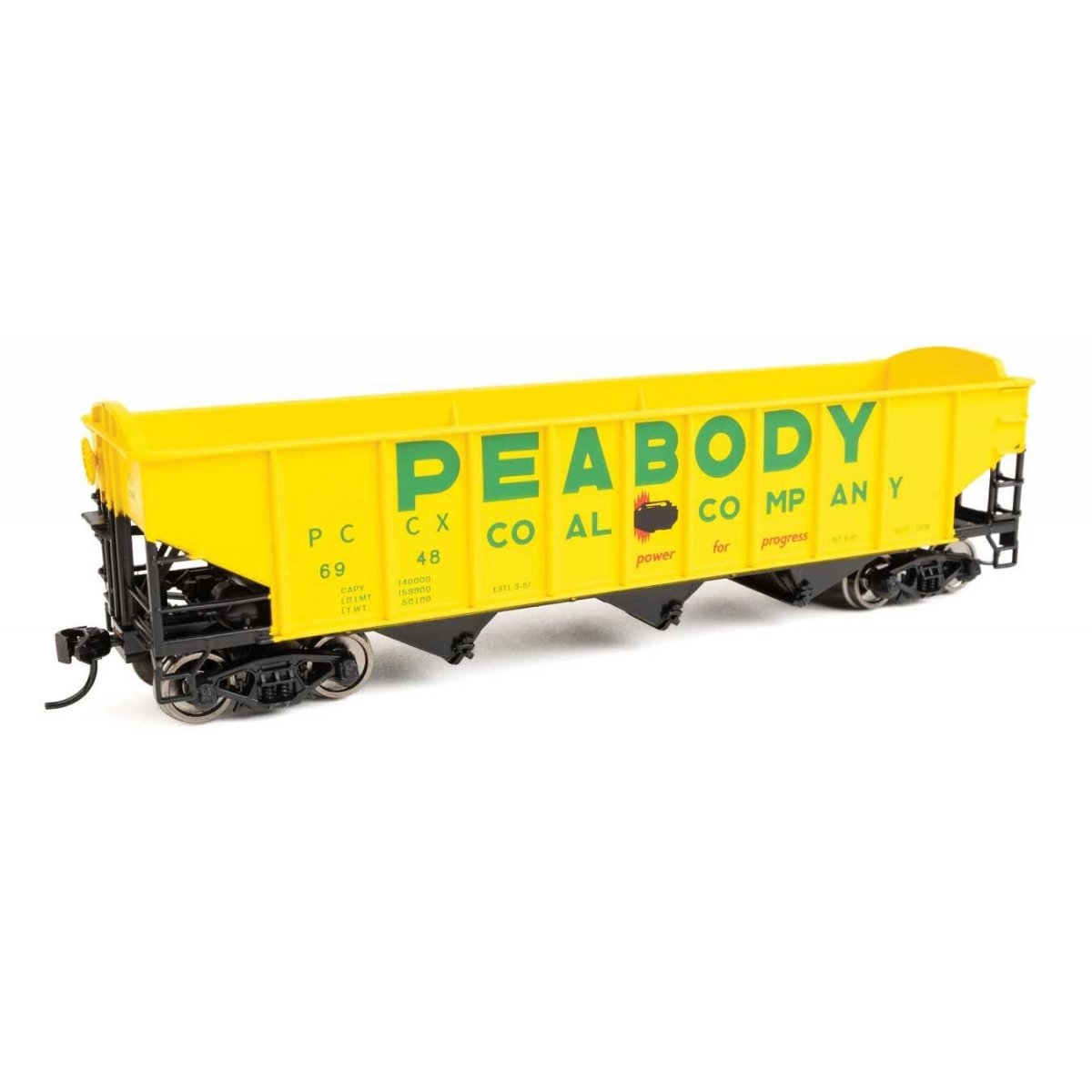 70-Ton AAR 3-Bay Open Hopper - Ready to Run -- Peabody 6948