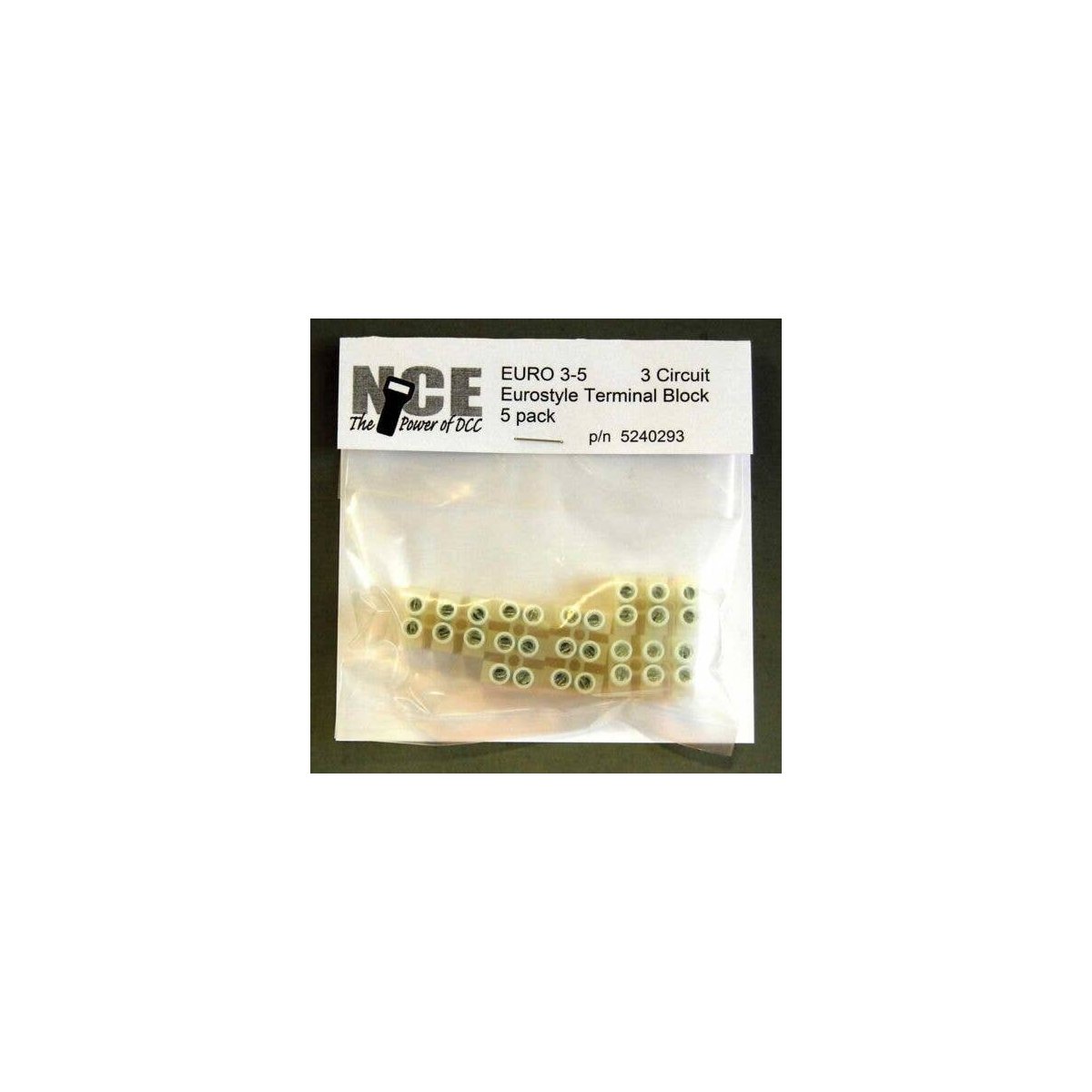 3-Circuit Eurostyle Terminal Strips -- For 14-24 AWG Wire pkg(5), All Scales, NCE Corporation 293