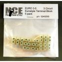 3-Circuit Eurostyle Terminal Strips -- For 14-24 AWG Wire pkg(5), All Scales, NCE Corporation 293