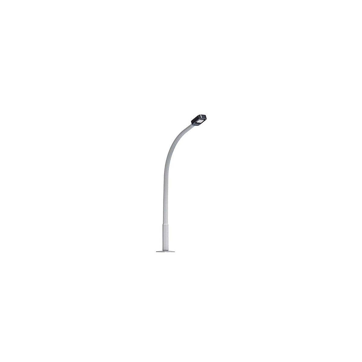 Street Lamp with Curved Concrete Mast, Rectangular Lamp -- Yellow Light, 2-15/16′ 7.5cm, HO, Busch Gmbh & Co Kg 4115