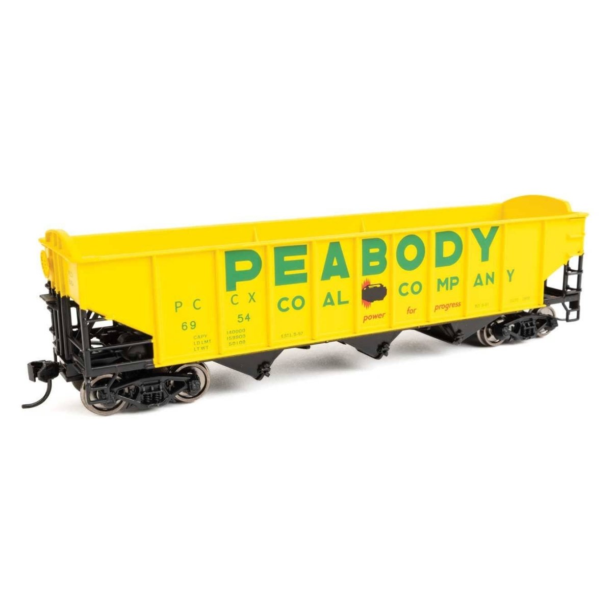 70-Ton AAR 3-Bay Open Hopper - Ready to Run -- Peabody 6954