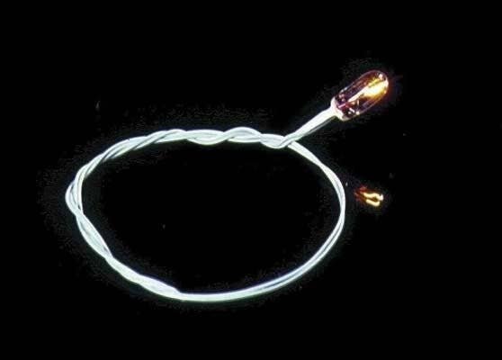 Grain-of-Wheat Bulb -- 16V with 8′ Black Wires, All Scales, Cir-Kit Concepts Inc 10102A