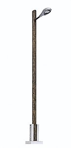 Streetlight w/Real-Wood Mast -- With Teardrop Light Housing (silver) - 3-1/2′ 9cm Tall, HO, Busch Gmbh & Co Kg 4134