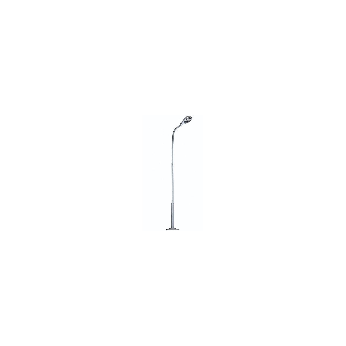 Metal-Mast Street Light w/White LED -- Silver - 3-1/2′ 8.9cm Tall, HO, Busch Gmbh & Co Kg 4155