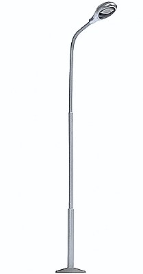 Metal-Mast Street Light w/White LED -- Silver - 3-1/2′ 8.9cm Tall, HO, Busch Gmbh & Co Kg 4155