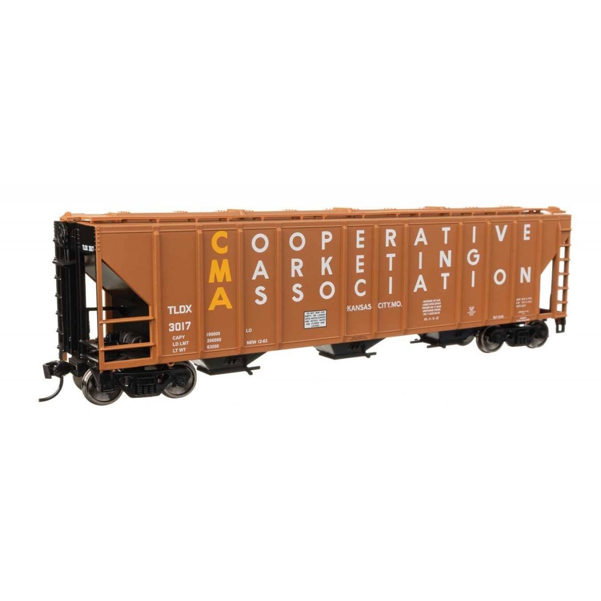50′ Pullman-Standard PS2-CD 4427 3-Bay Covered Hopper - Ready to Run -- CMA TLDX 3017