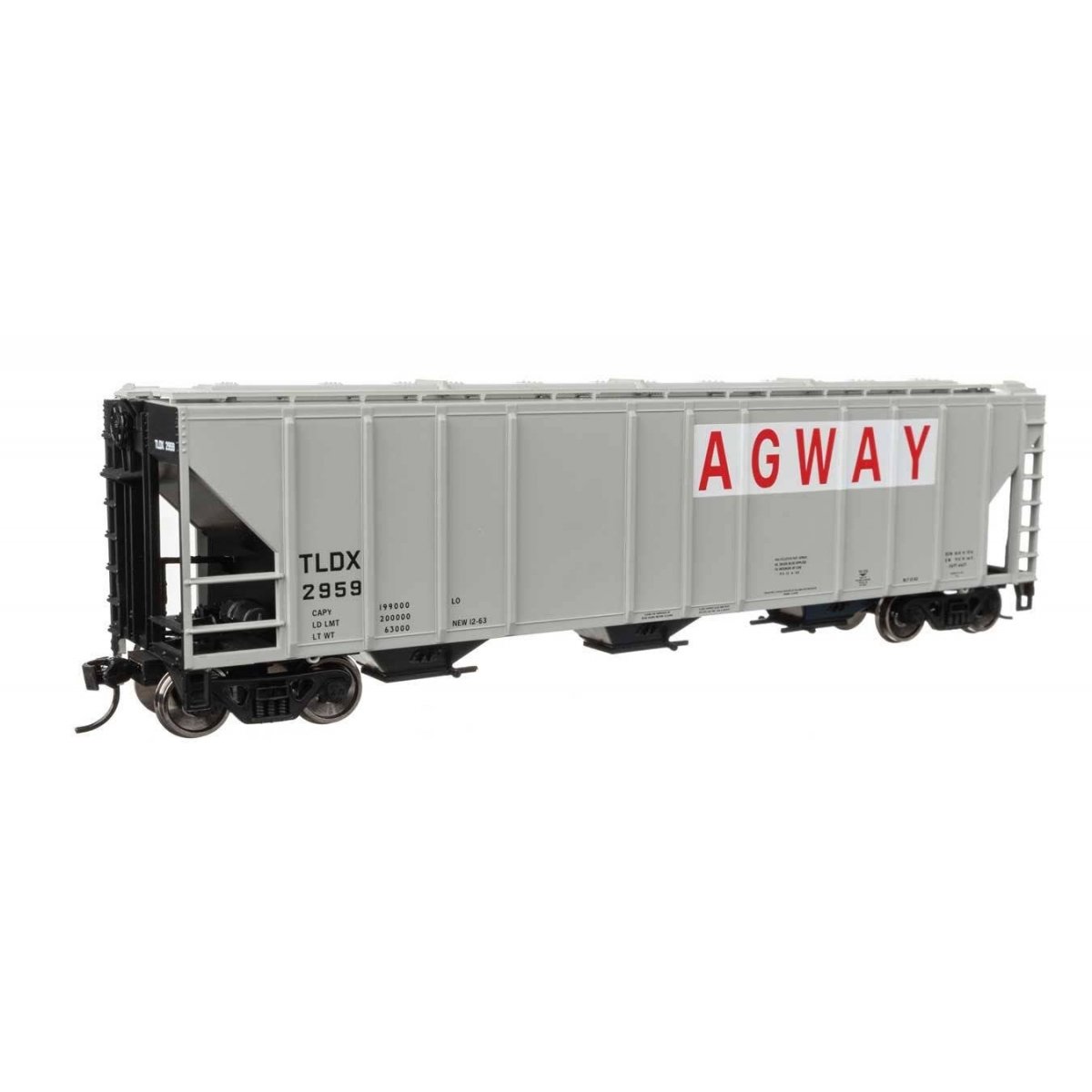 50′ Pullman-Standard PS2-CD 4427 3-Bay Covered Hopper - Ready to Run -- Agway TLDX 2959