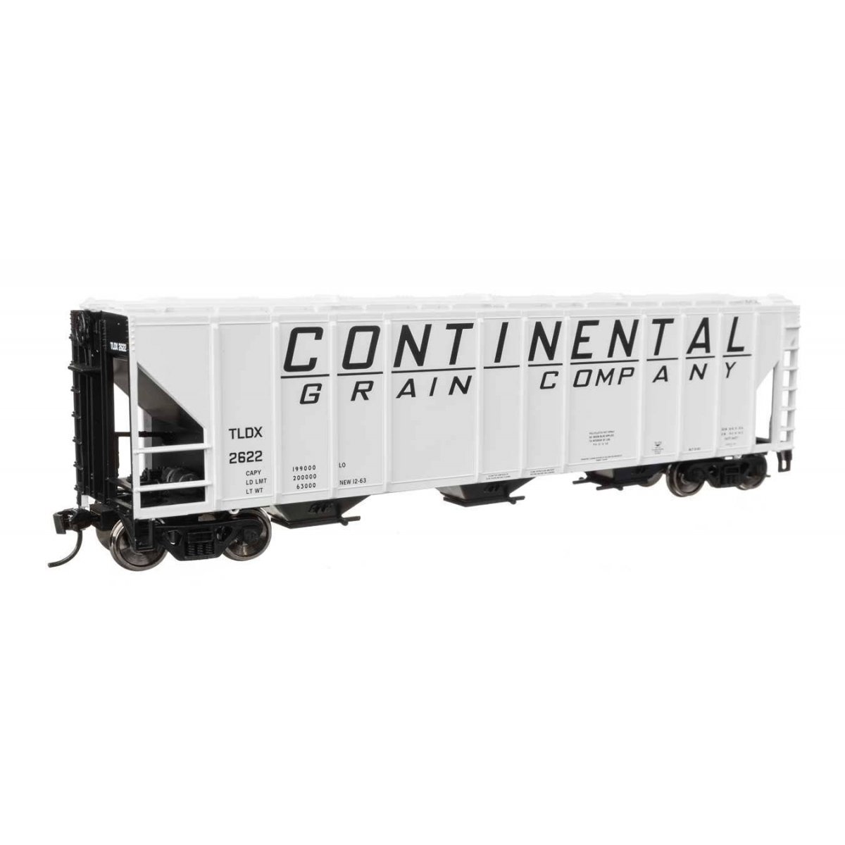 50′ Pullman-Standard PS2-CD 4427 3-Bay Covered Hopper - Ready to Run -- Continental Grain Co TLDX 2622