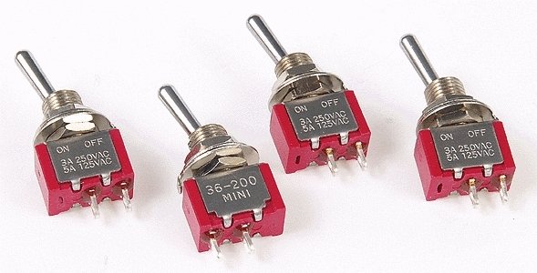 Miniature Toggle Switch Single Pole, Single Throw On/Off 5 Amp 120V -- Pack of 4, HO, Miniatronics Corp. 3620004