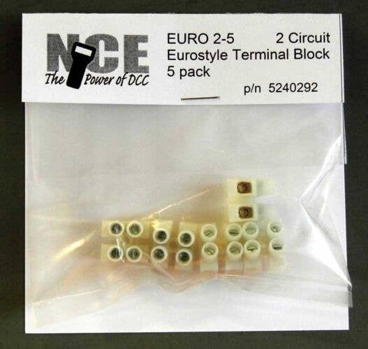 2-Circuit Eurostyle Terminal Strips -- For 14-24 AWG Wire pkg(5), All Scales, NCE Corporation 292