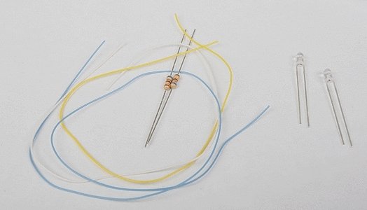 LED Kit -- Includes 2 Sunny White 1/8′ 3mm Diameter LEDs, 3 Wires, 2 680-Ohm Resis, All Scales, Train Control Systems 1289