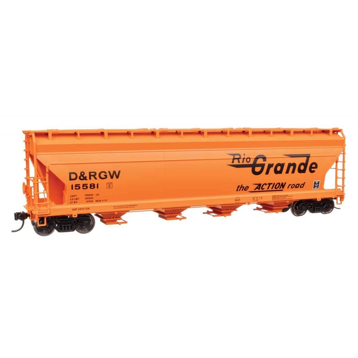 ACF 5250 4-Bay Centerflow Covered Hopper - Ready to Run -- Denver & Rio Grande Western(TM) 15581